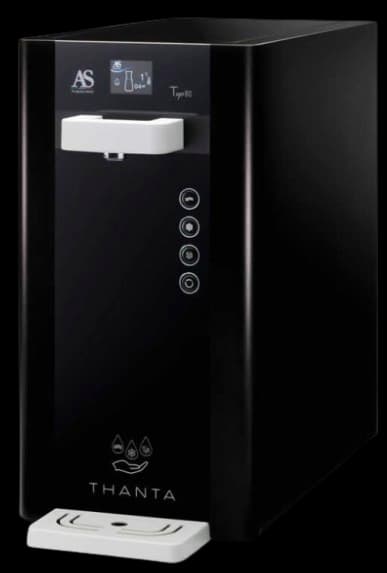Erogatore d'acqua Thanta T80 Up, colore nero con base bianca